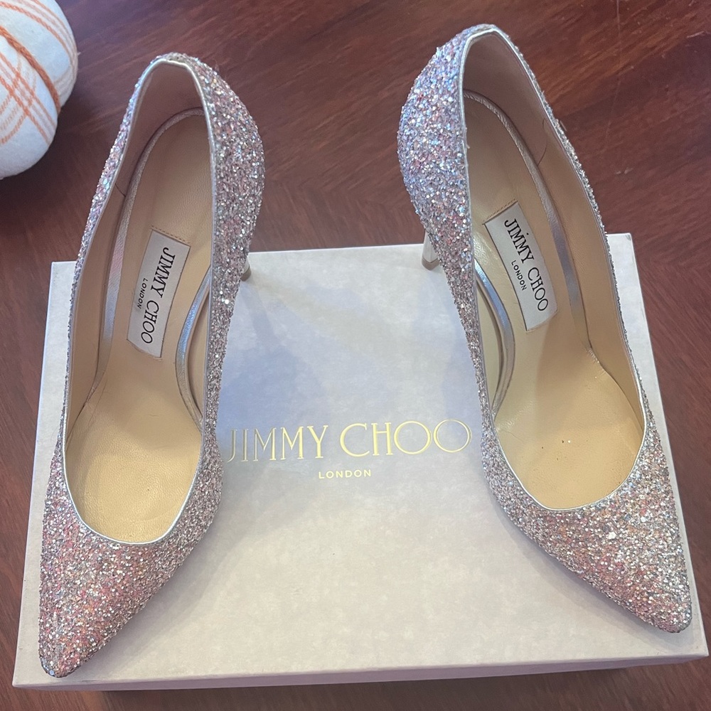 Jimmy Choo Romy 100 Glitter Heels